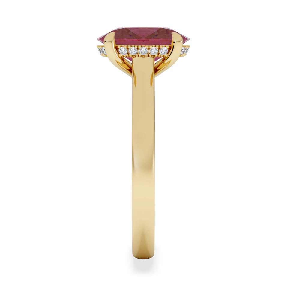 Amora Gem 2.00ct Oval Cut Lab Ruby Hidden Halo Engagement Ring in 18K Yellow Gold