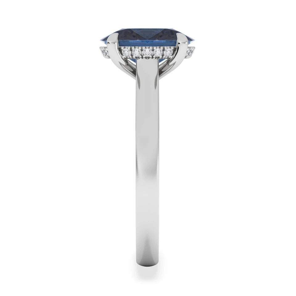 Amora Gem 2.00ct Oval Cut Lab Sapphire Hidden Halo Engagement Ring in 18K White Gold