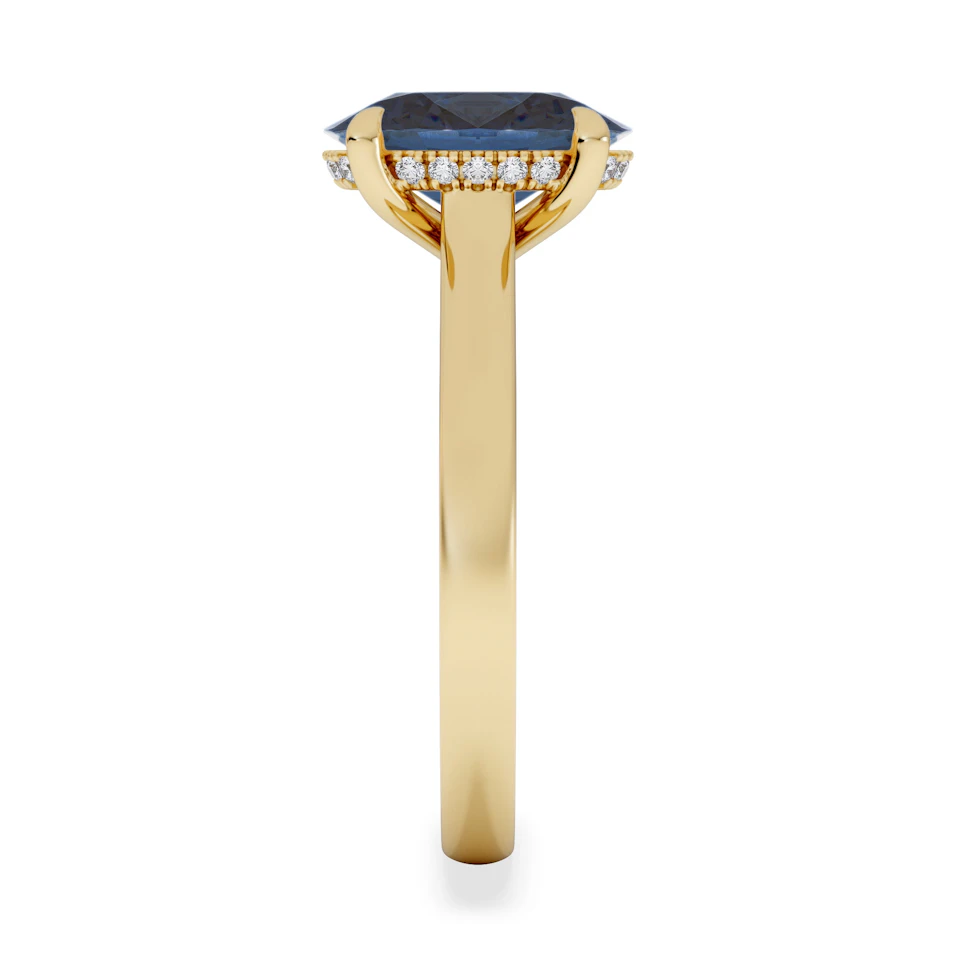 Amora Gem 2.00ct Oval Cut Lab Sapphire Hidden Halo Engagement Ring in 18K Yellow Gold