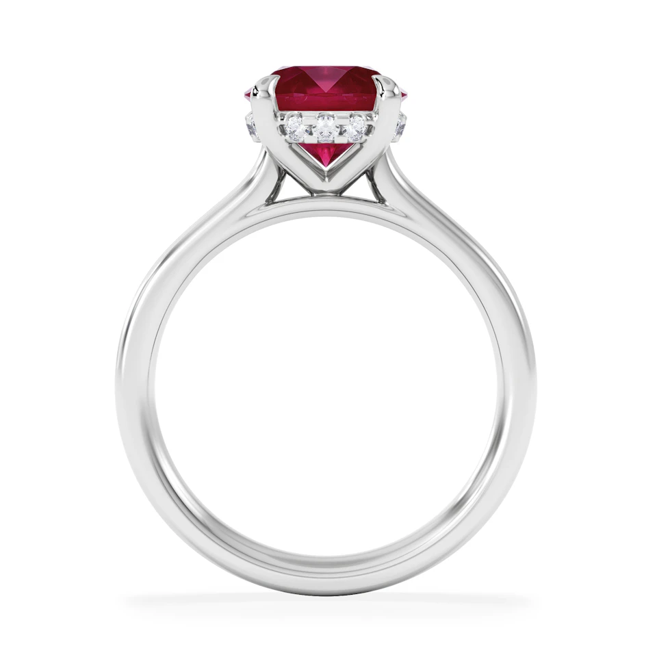 Amora Gem 2.00ct Round Cut Lab Ruby Hidden Halo Engagement Ring in 18K White Gold