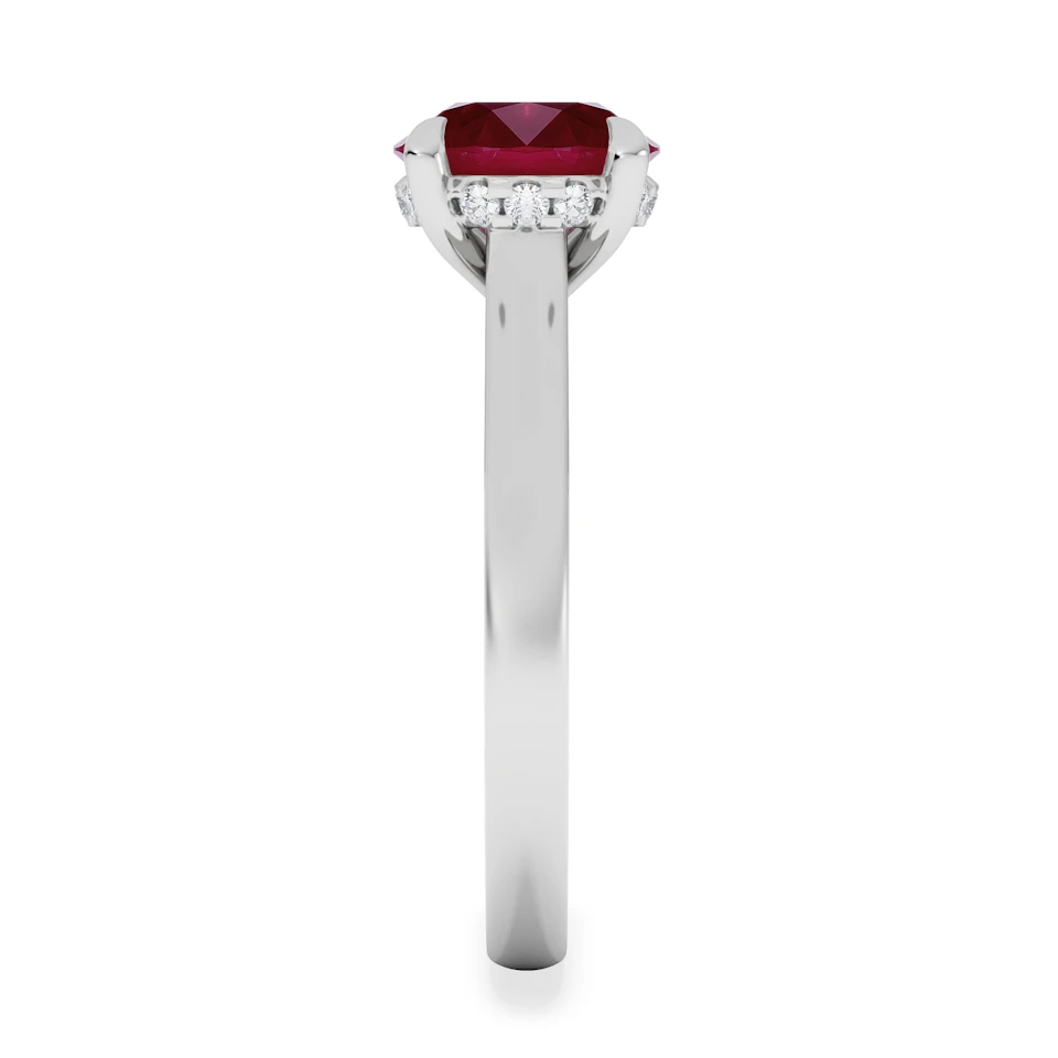 Amora Gem 2.00ct Round Cut Lab Ruby Hidden Halo Engagement Ring in 18K White Gold