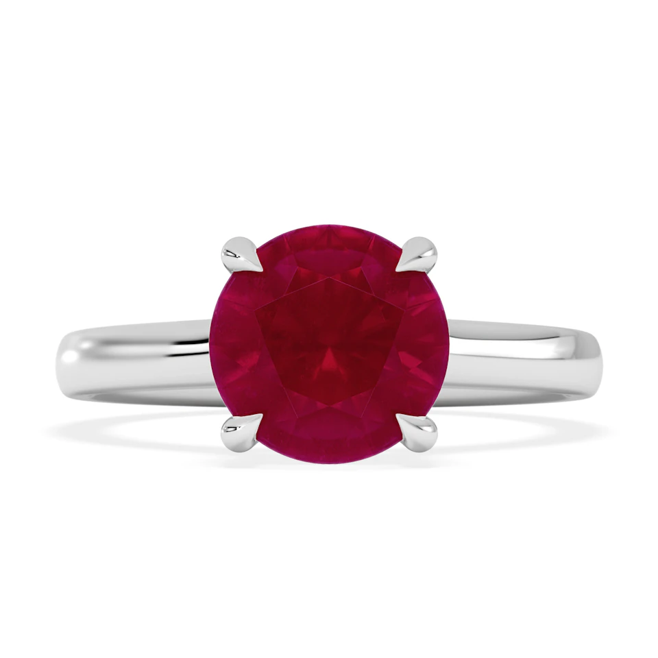 Amora Gem 2.00ct Round Cut Lab Ruby Hidden Halo Engagement Ring in 18K White Gold