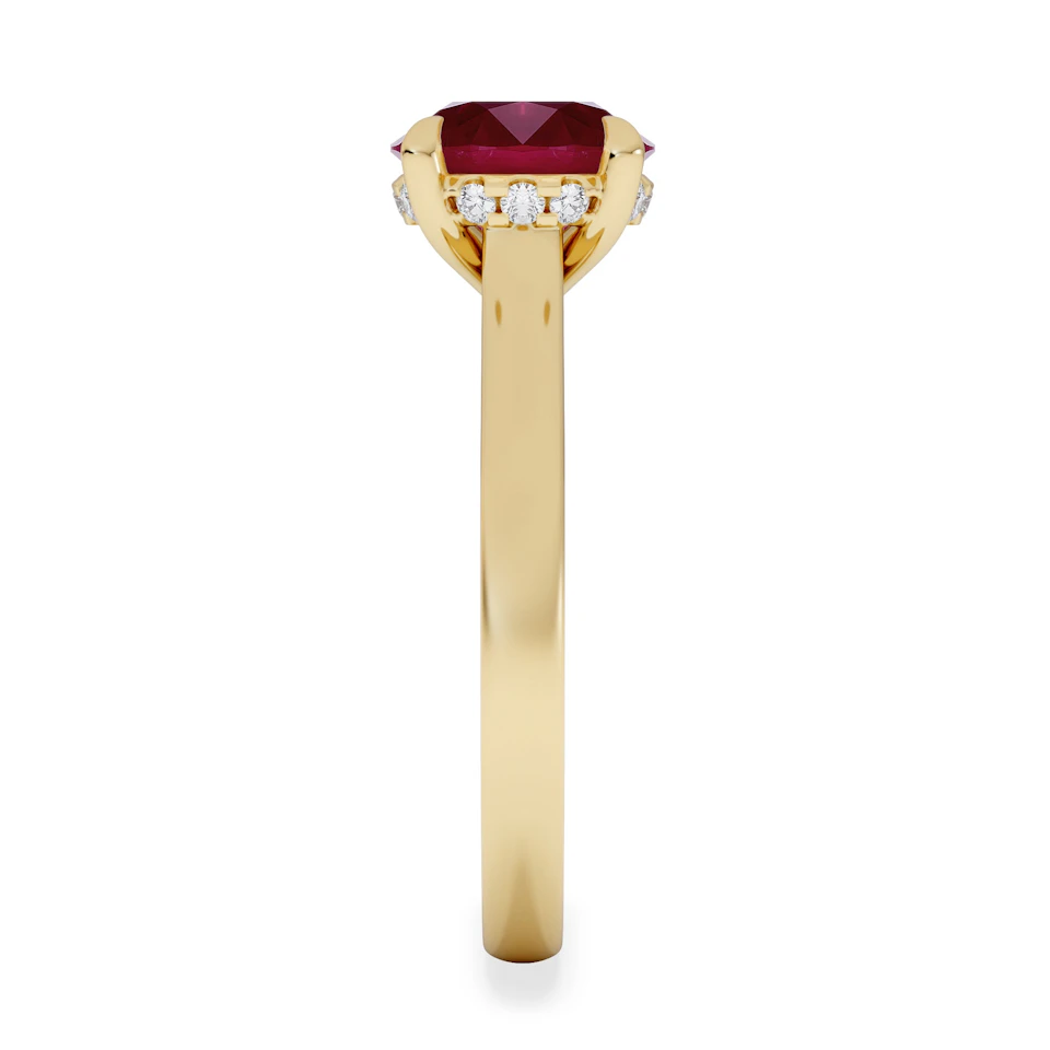 Amora Gem 2.00ct Round Cut Lab Ruby Hidden Halo Engagement Ring in 18K Yellow Gold