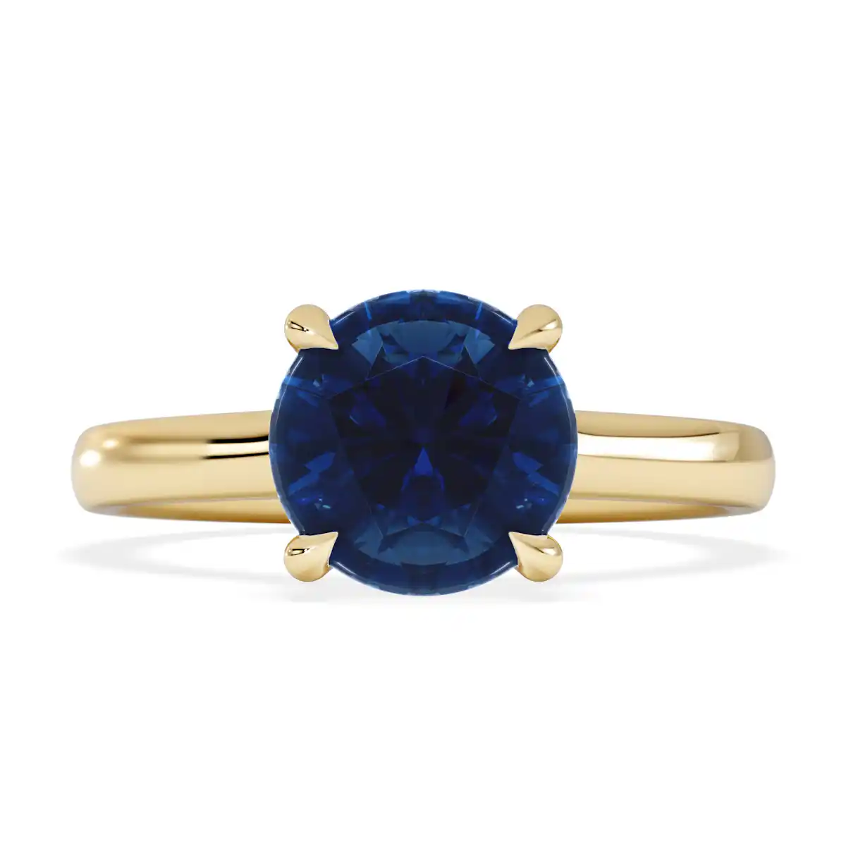 Amora Gem 2.00ct Round Cut Lab Sapphire Hidden Halo Engagement Ring in 18K Yellow Gold