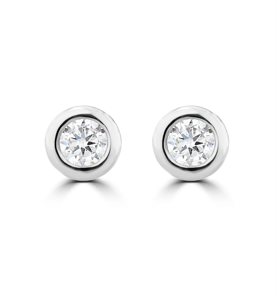 0.10ct Lab Diamond Rub Over Studs Earrings in 9K White Gold - 4mm