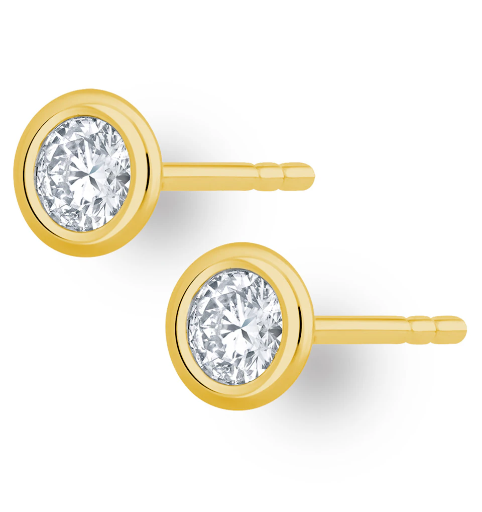 1.00ct Lab Diamond Rub Over Stud Earrings in 9K Gold - 7.8mm