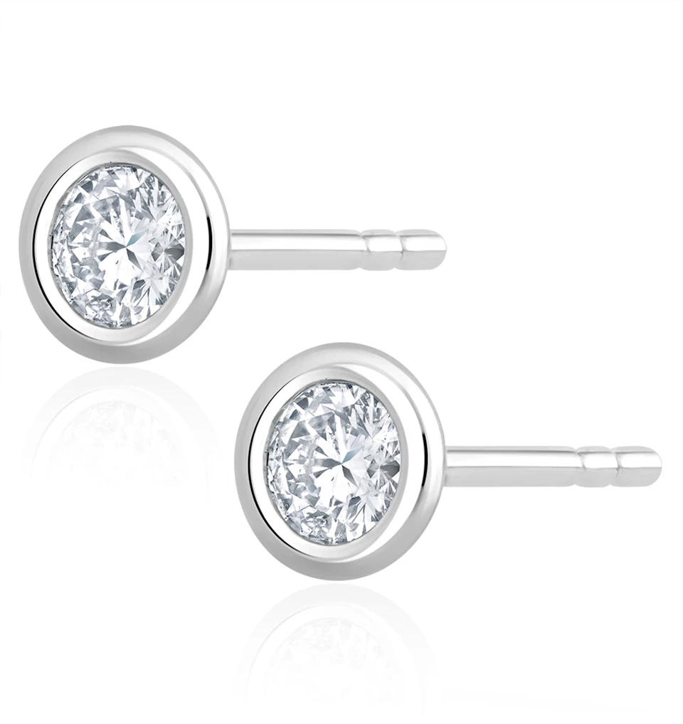 1.00ct Lab Diamond Rub Over Stud Earrings in 9K White Gold - 7.8mm