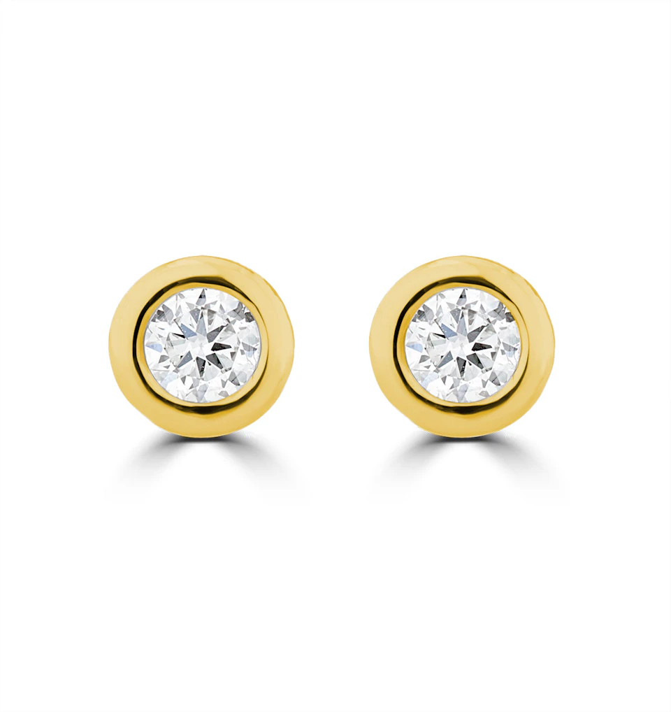 0.10ct Lab Diamond Rub Over Studs Earrings in 9K Gold - 4mm