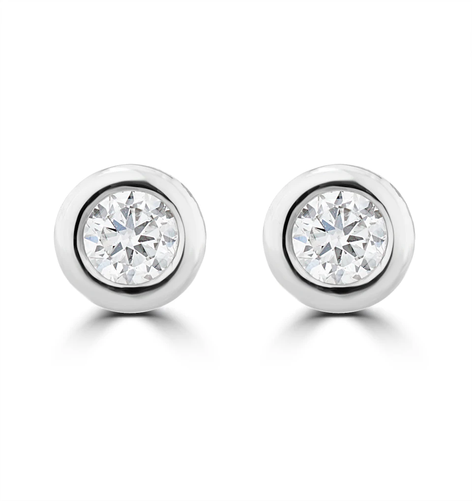 0.20ct Lab Diamond Rub Over Studs Earrings in 9K White Gold - 4.6mm