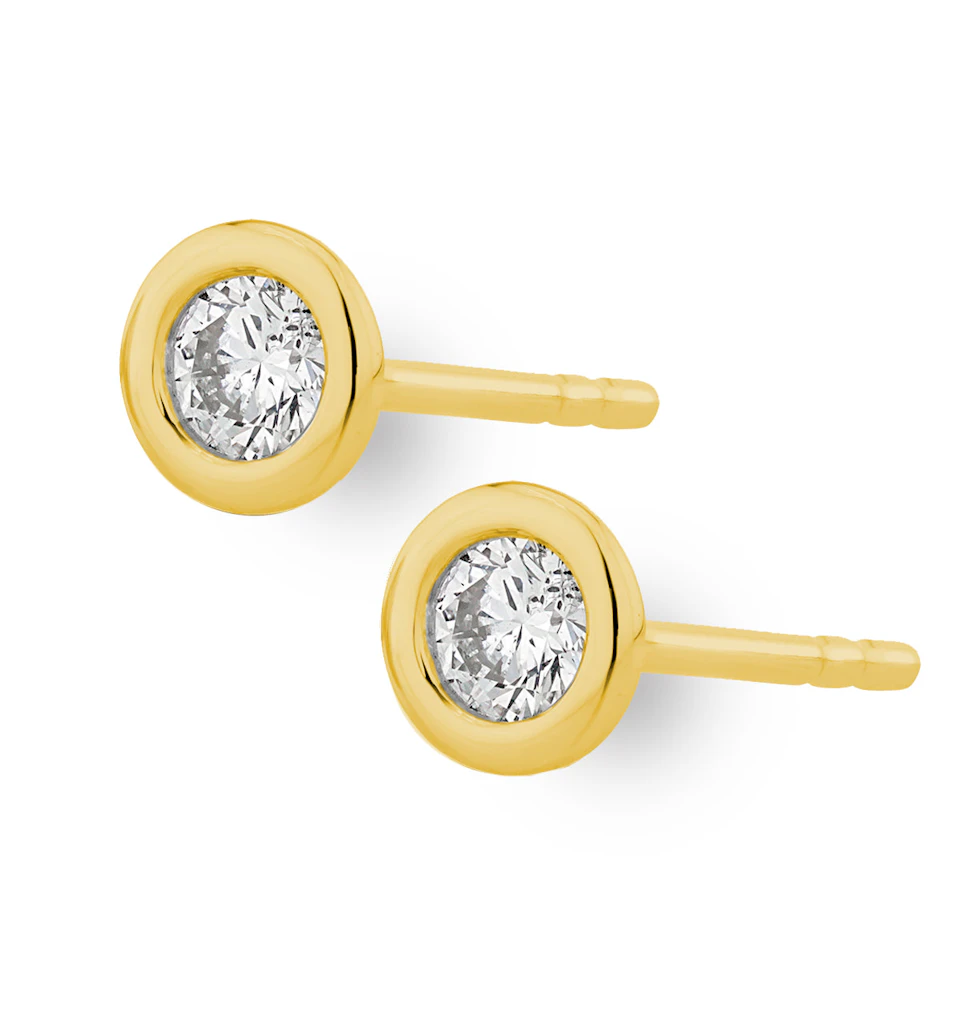 0.20ct Lab Diamond Rub Over Studs Earrings in 9K Gold - 4.6mm