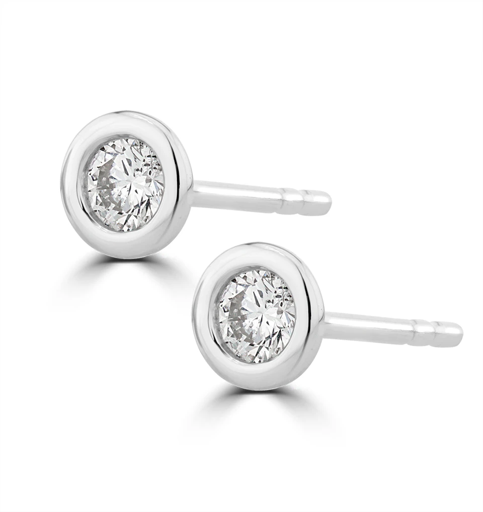 0.20ct Lab Diamond Rub Over Studs Earrings in 9K White Gold - 4.6mm