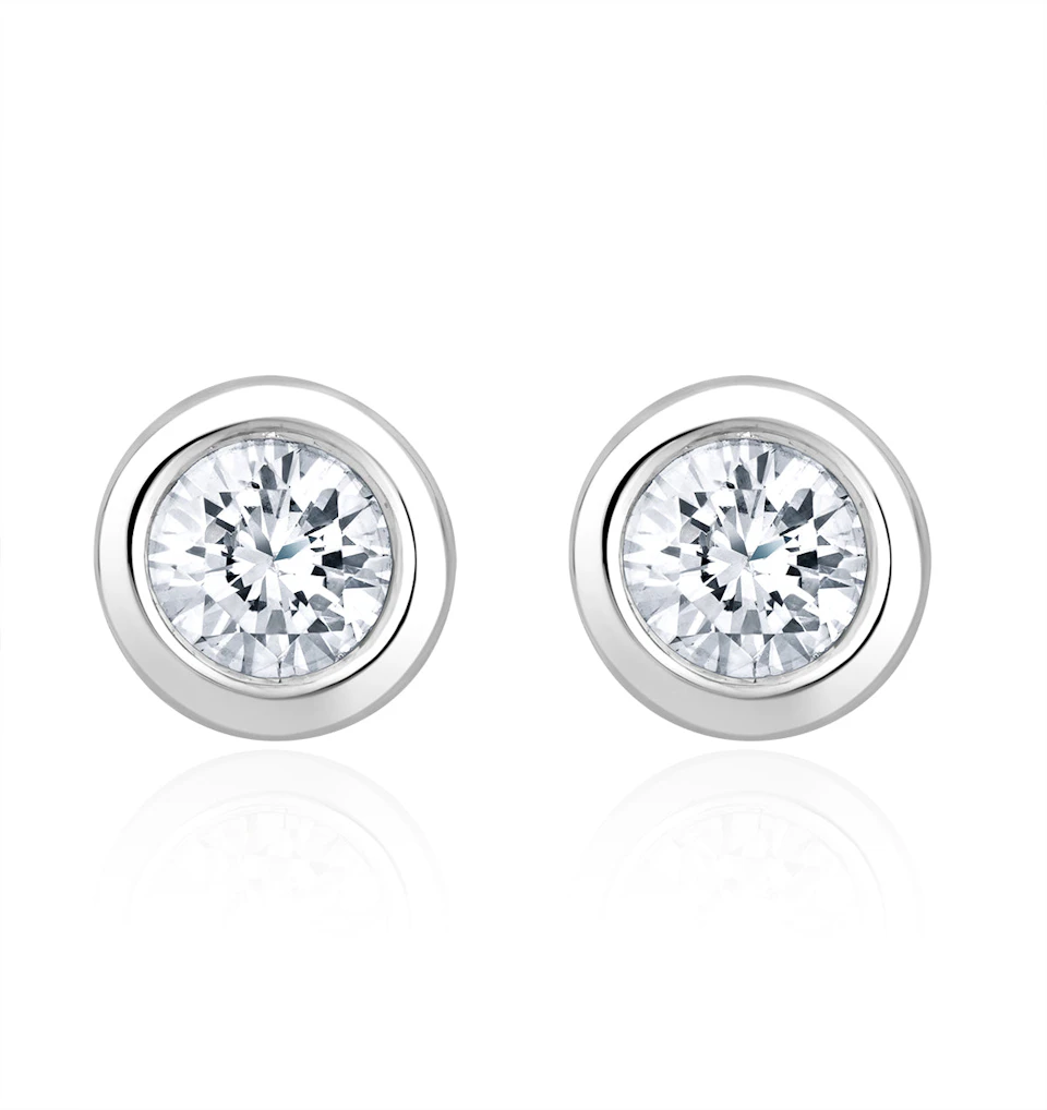 0.30ct Lab Diamond Rub Over Studs Earrings in 9K White Gold - 5.2mm