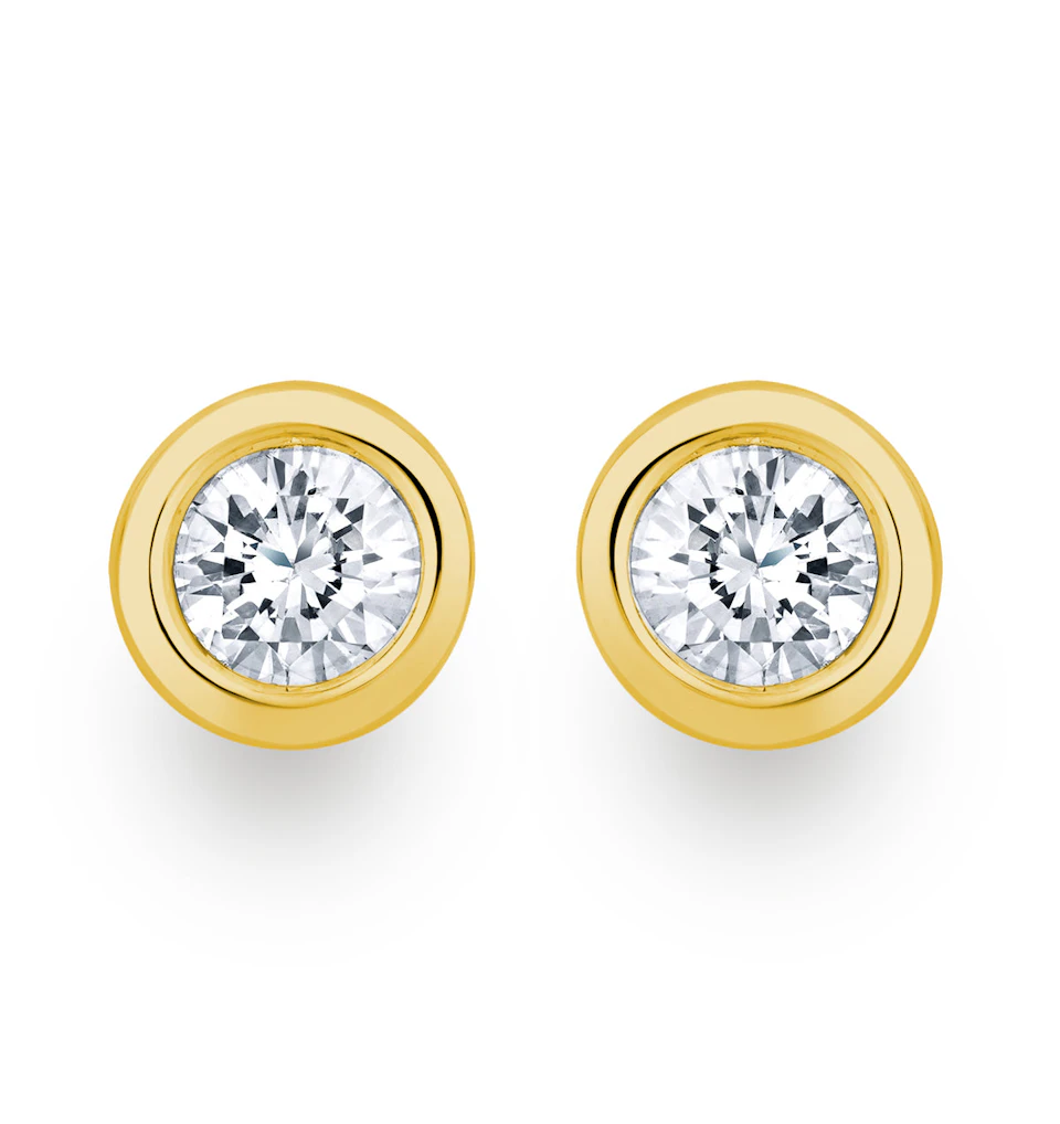 0.30ct Lab Diamond Rub Over Studs Earrings in 9K Gold - 5.2mm