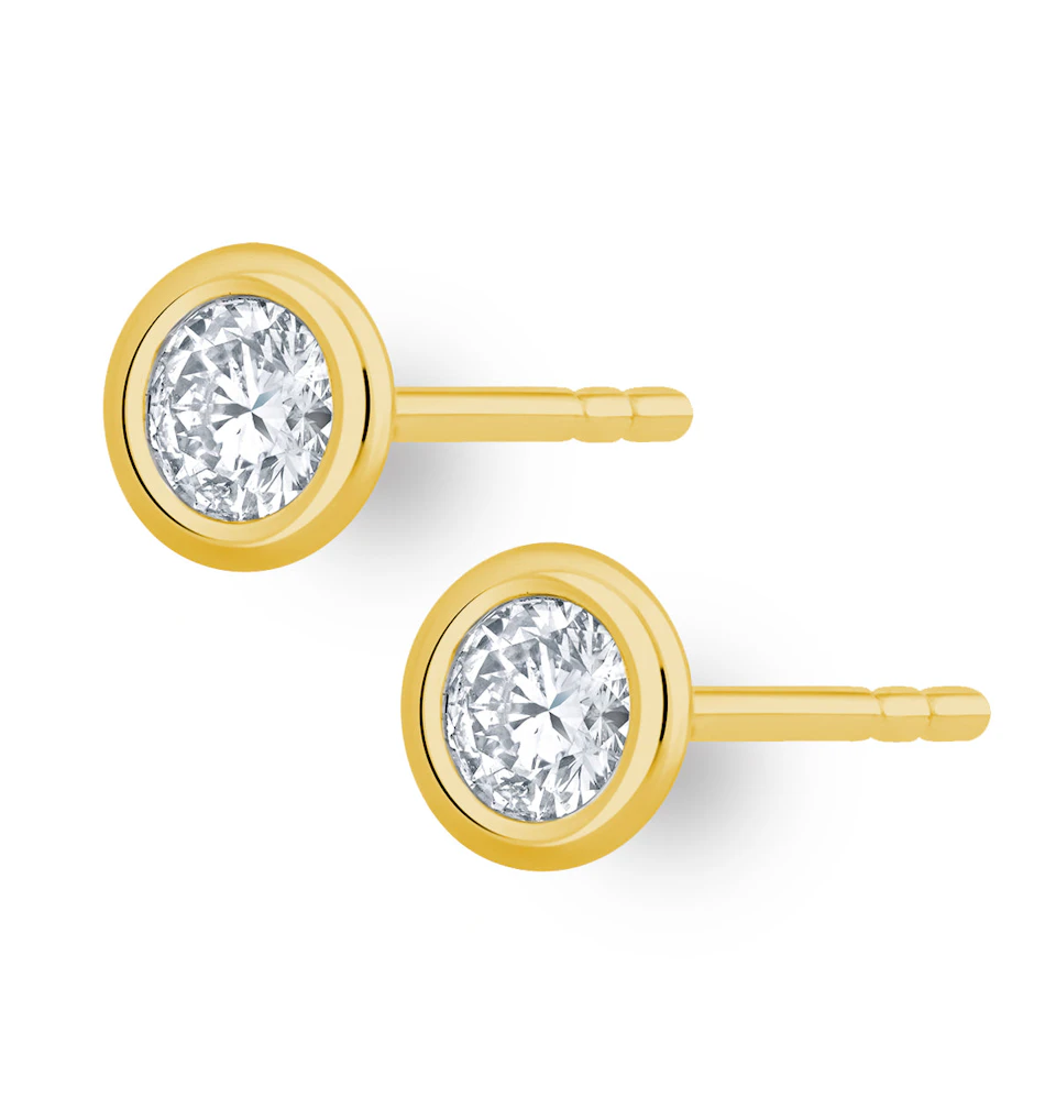 0.30ct Lab Diamond Rub Over Studs Earrings in 9K Gold - 5.2mm