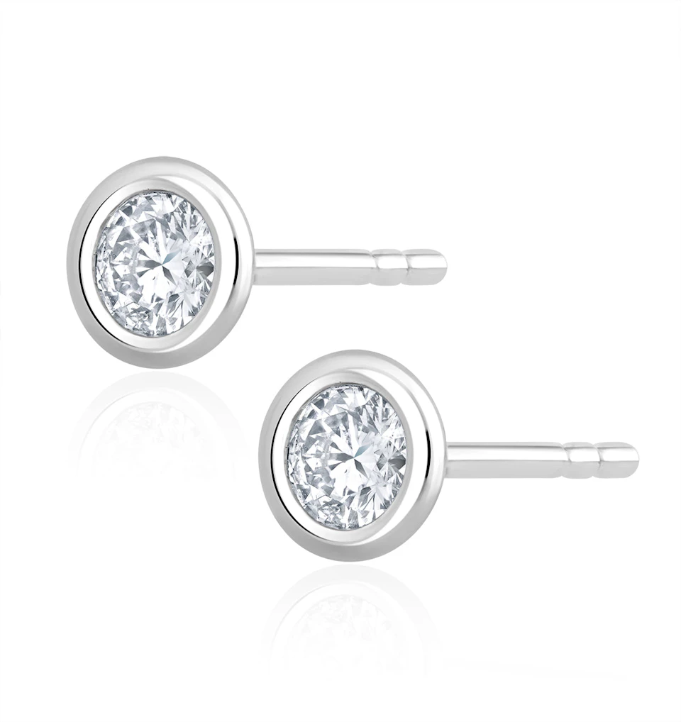 0.30ct Lab Diamond Rub Over Studs Earrings in 9K White Gold - 5.2mm