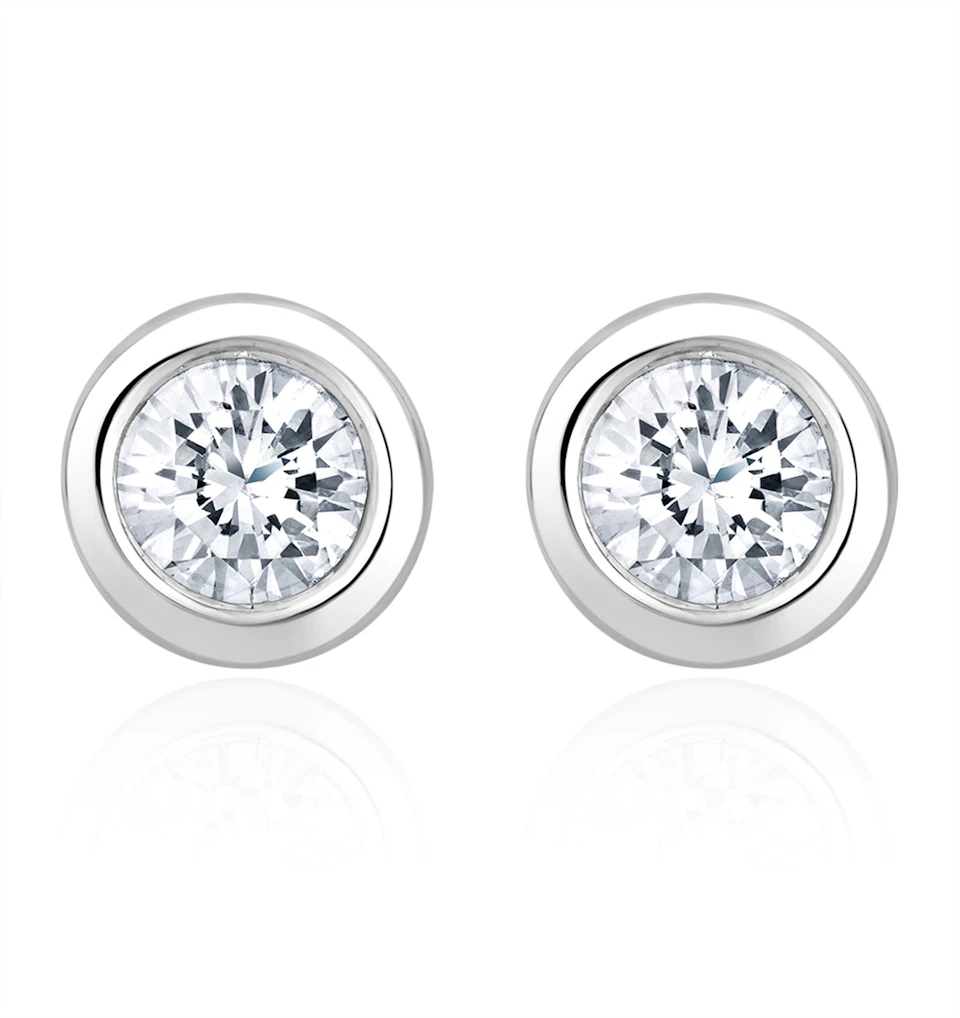 0.50ct Lab Diamond Rub Over Studs Earrings in 9K White Gold - 5.6mm