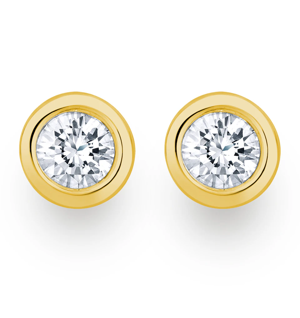 0.50ct Lab Diamond Rub Over Studs Earrings in 9K Gold - 5.6mm