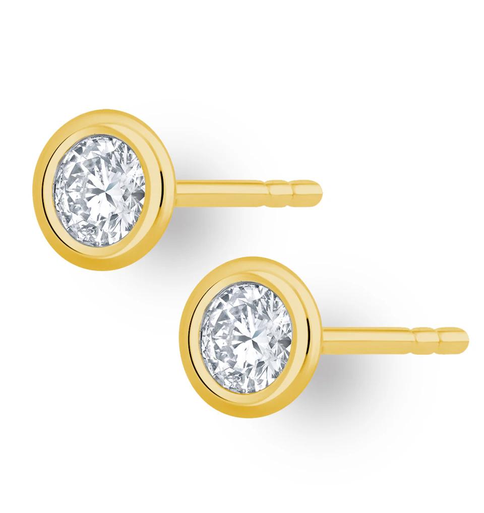 0.50ct Lab Diamond Rub Over Studs Earrings in 9K Gold - 5.6mm