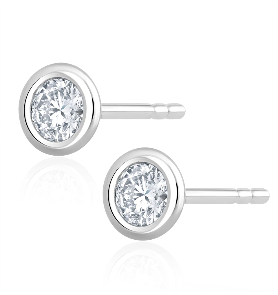 0.50ct Lab Diamond Rub Over Studs Earrings in 9K White Gold - 5.6mm