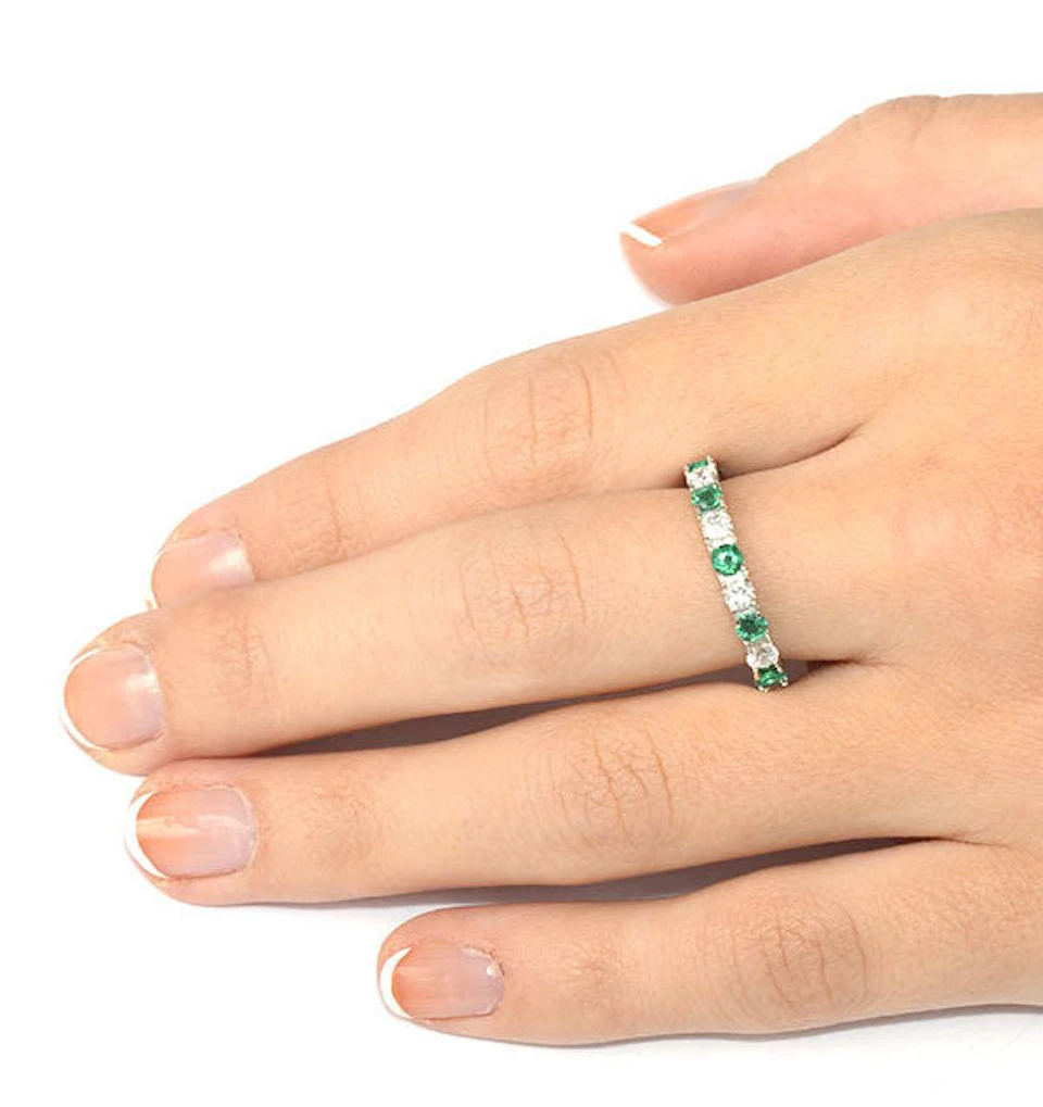 Emerald 0.70ct H/SI Diamond Platinum Eternity Ring Item HG20-322GJUS