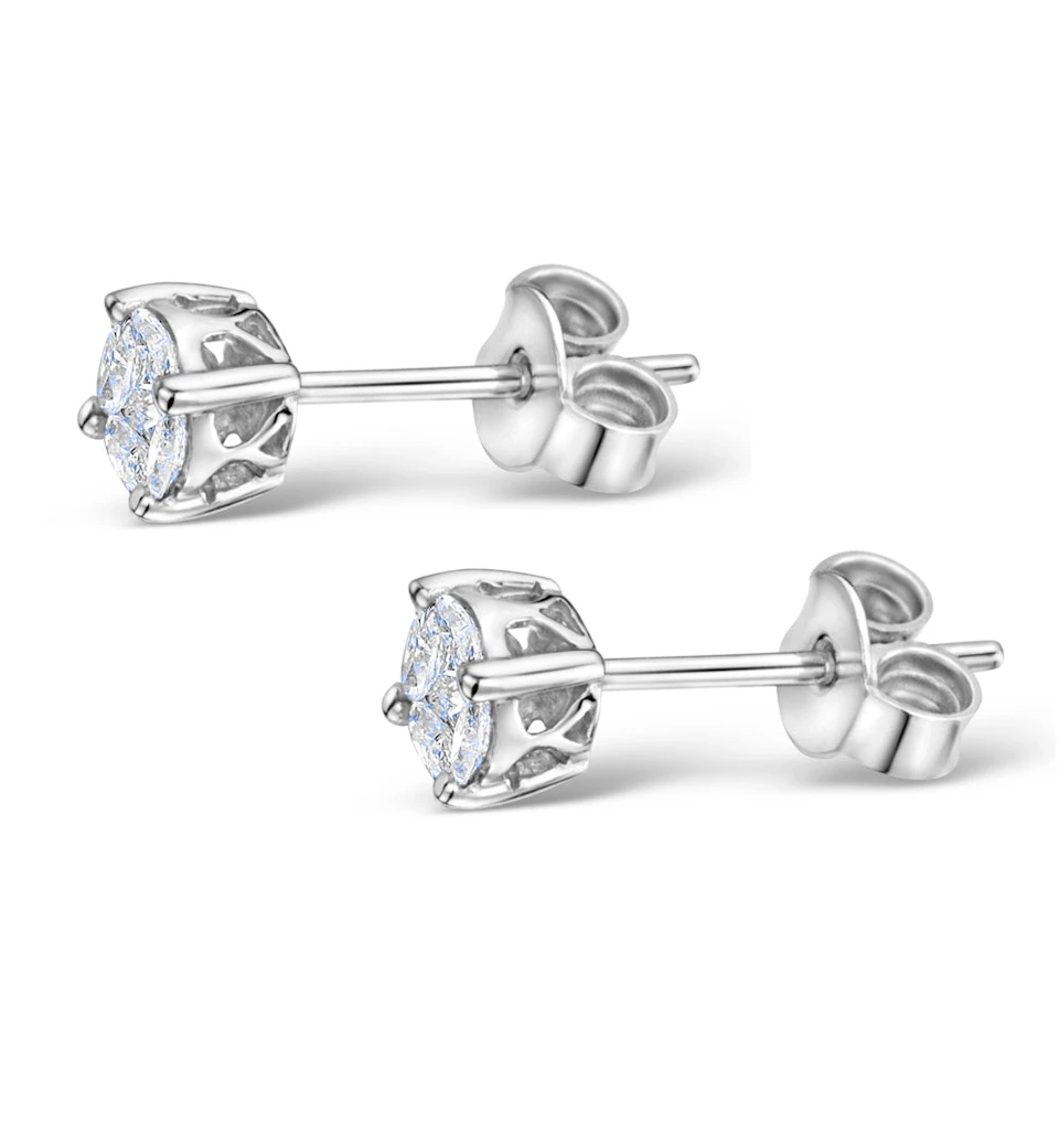 Diamond Earrings 1.00ct Look Galileo Style - 0.30ct in 18K White Gold