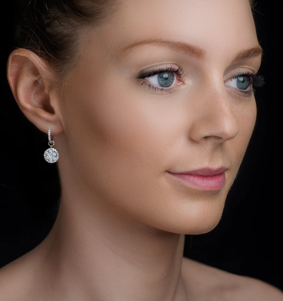 Halo Lab Diamond Drop Earrings - Florence - 1.50ct - in 9K White Gold
