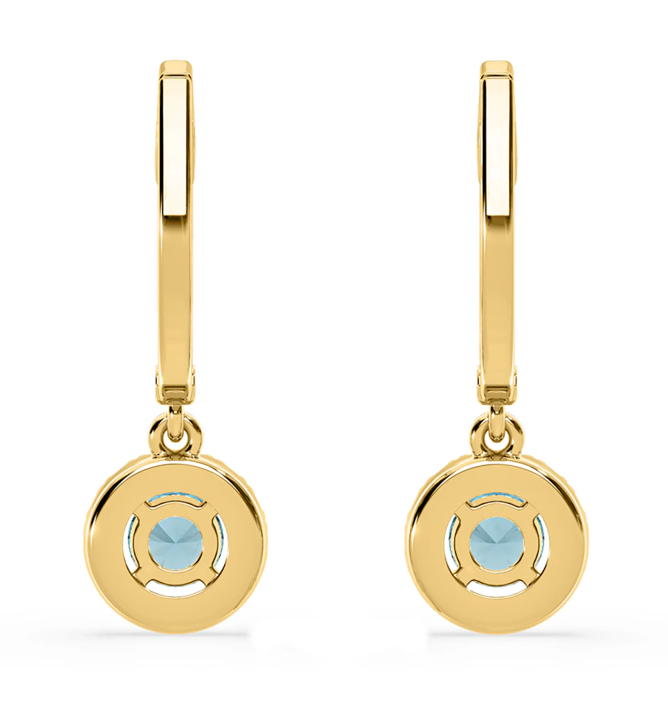 Ella Blue Lab Diamond 1.48ct Halo Drop Earrings in 18K Yellow Gold - Elara Collection