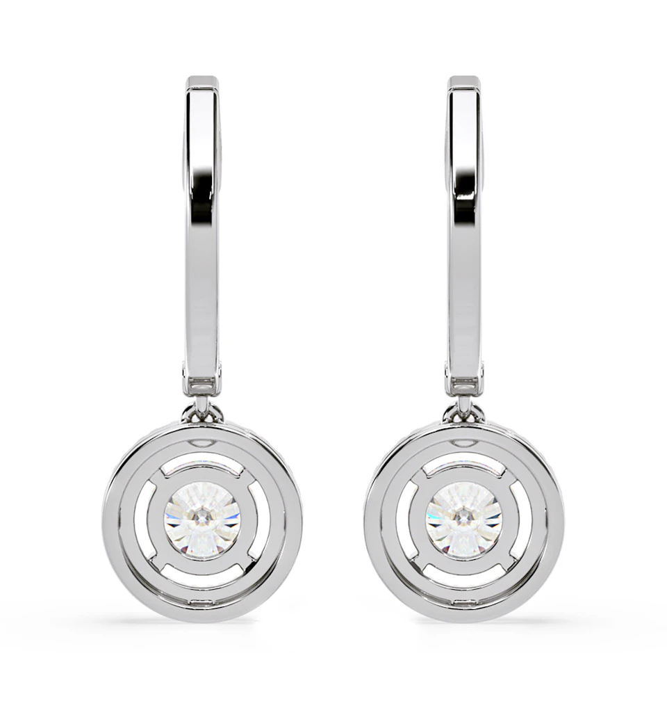 Ella Lab Diamond Halo Drop Earrings 2.60ct in 18K White Gold F/VS1