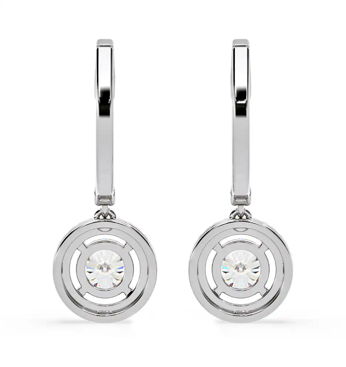 Ella Lab Diamond Halo Drop Earrings 2.60ct in 18K White Gold F/VS1