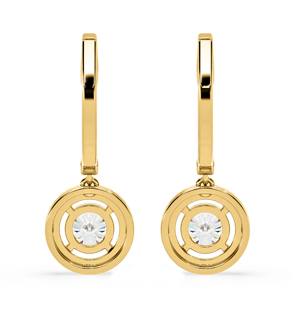 Ella Lab Diamond Halo Drop Earrings 2.60ct in 18K Yellow Gold F/VS1
