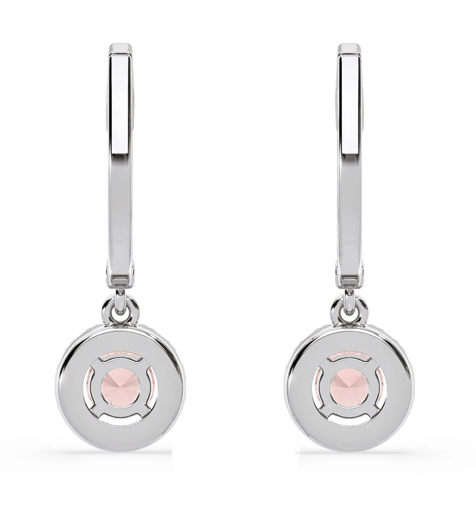 Ella Pink Lab Diamond 1.48ct Halo Drop Earrings in 18K White Gold - Elara Collection