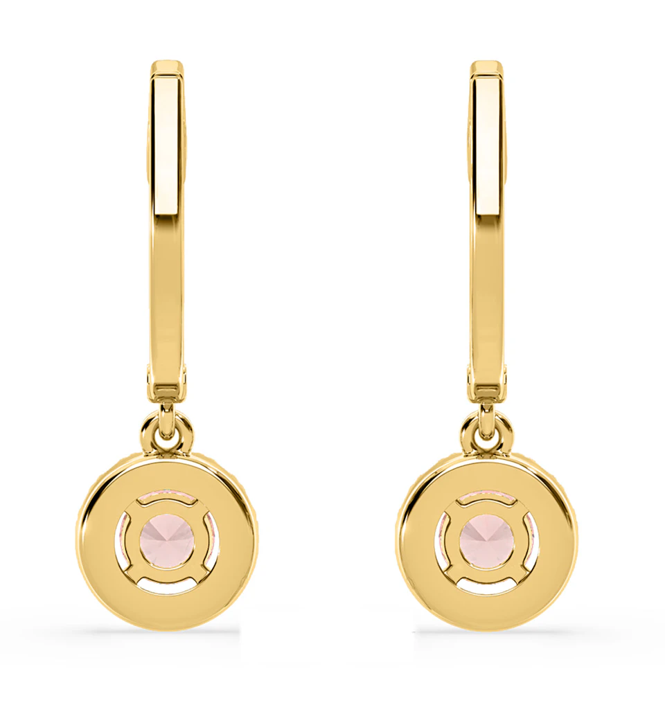 Ella Pink Lab Diamond 1.48ct Halo Drop Earrings in 18K Yellow Gold - Elara Collection