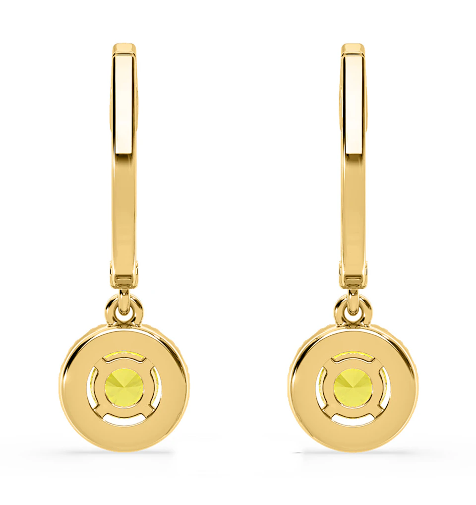 Ella Yellow Lab Diamond 1.48ct Halo Drop Earrings in 18K Yellow Gold - Elara Collection