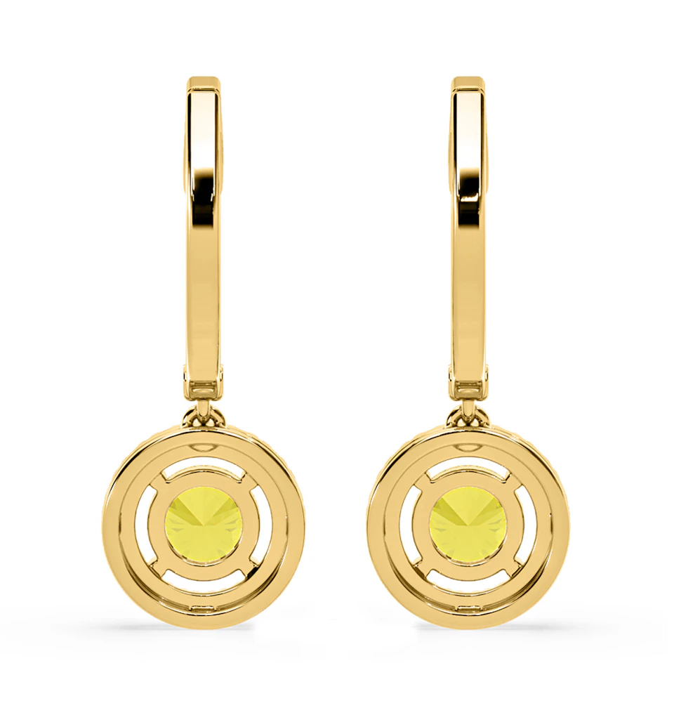 Ella Yellow Lab Diamond 2.60ct Halo Drop Earrings in 18K Yellow Gold - Elara Collection