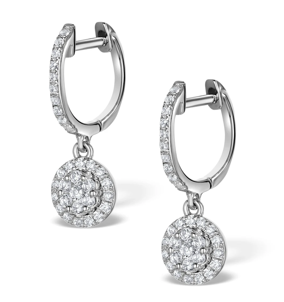 Halo Lab Diamond Drop Earrings - Florence - 0.46ct - in 9K White Gold