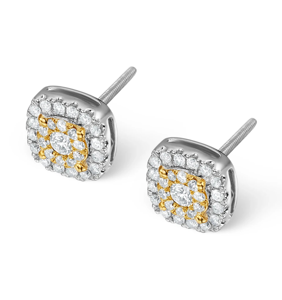Diamond Halo Earrings 0.60ct H/Si in 18K White Gold - P3484Y