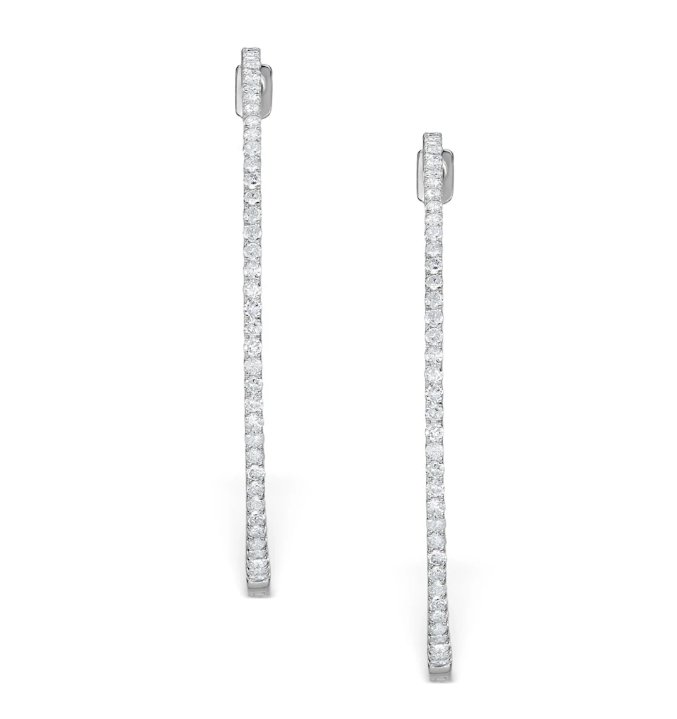 Diamond Hoop Earrings 2ct H/Si in 18K White Gold - P3487Y