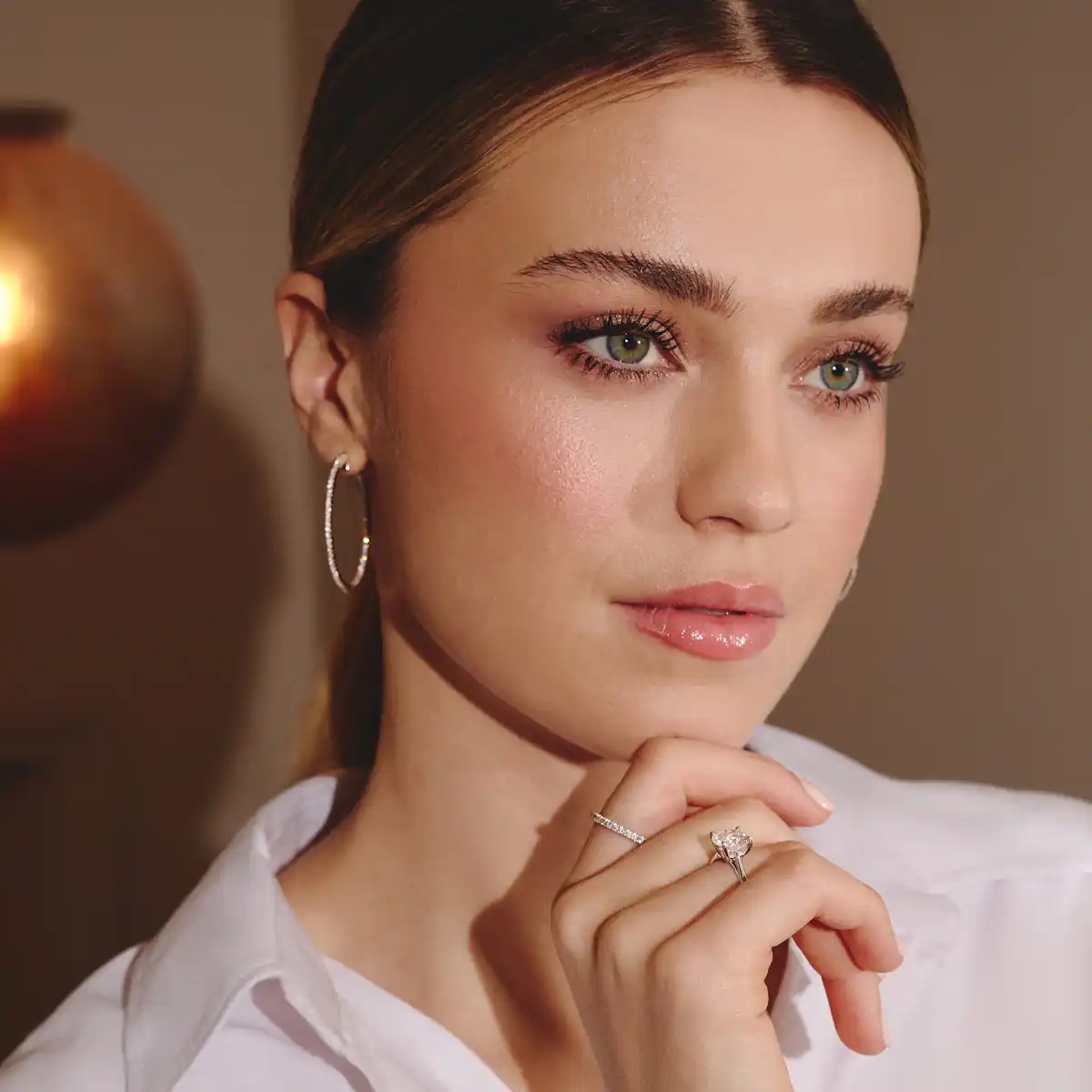 Grace 3.00ct Lab Diamond Round Cut Engagement Ring in 18K White Gold G/VS1