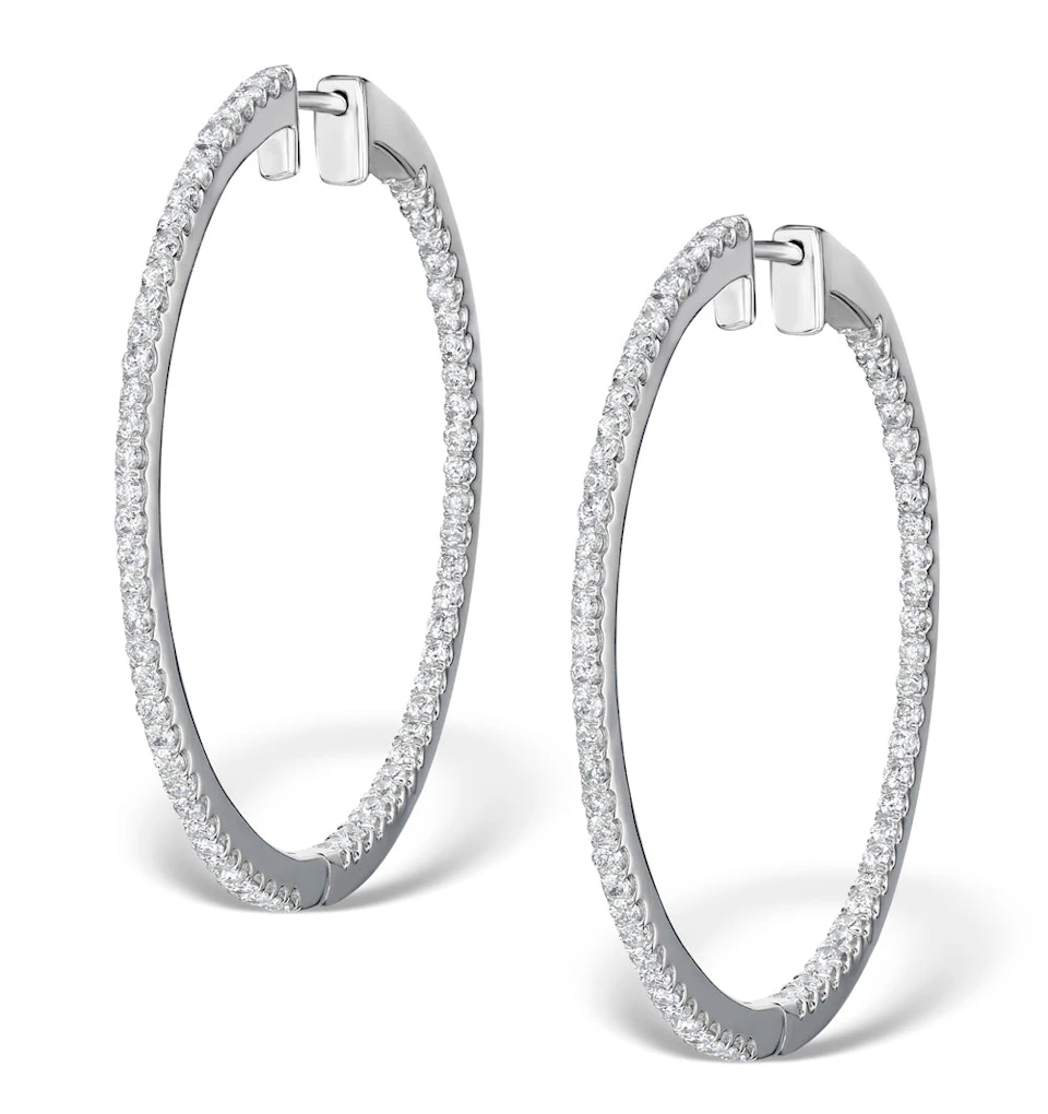 Diamond Hoop Earrings 1.50ct H/Si in 18K White Gold - P3488Y