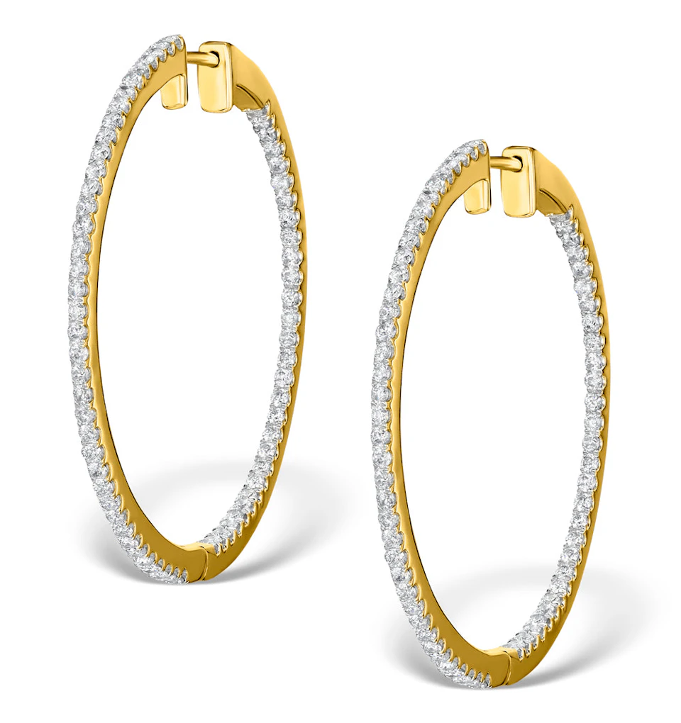 Diamond Hoop Earrings 1.50ct H/Si 18K Gold - P3488