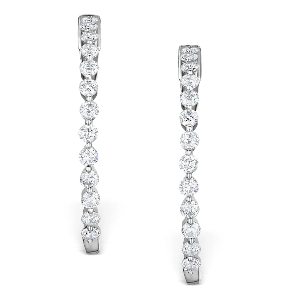 Diamond Hoop Emily Earrings 3.06ct H/Si in 18K White Gold - P3489Y