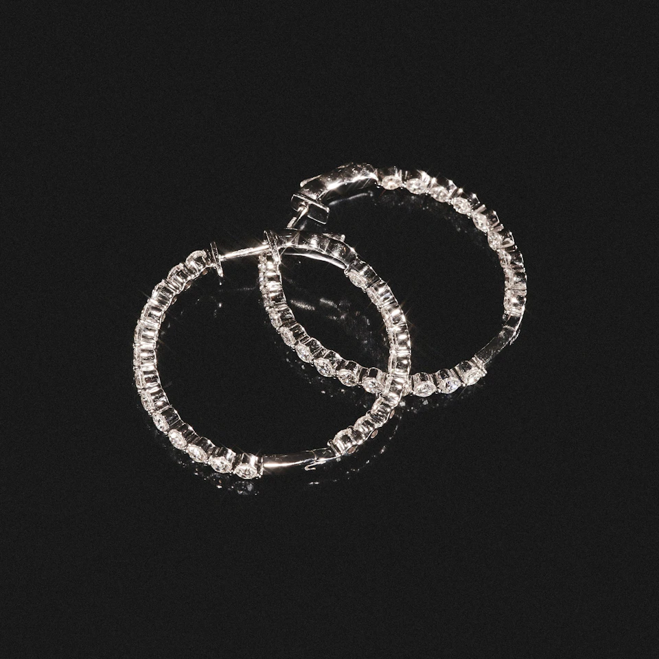 2.00ct Lab Diamond Hoop Earrings in 9K White Gold F/VS