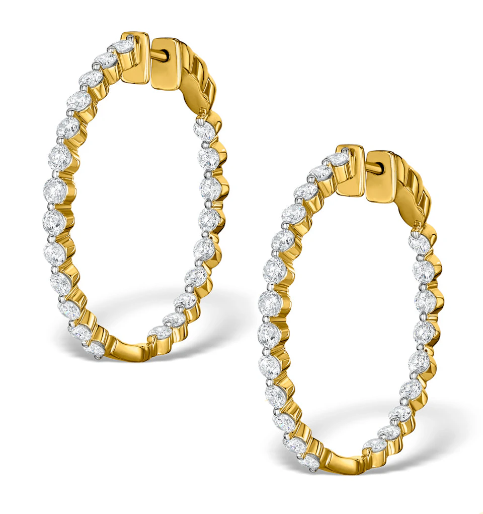 Diamond Hoop Emily Earrings 3.06ct H/Si in 18K Gold - P3489