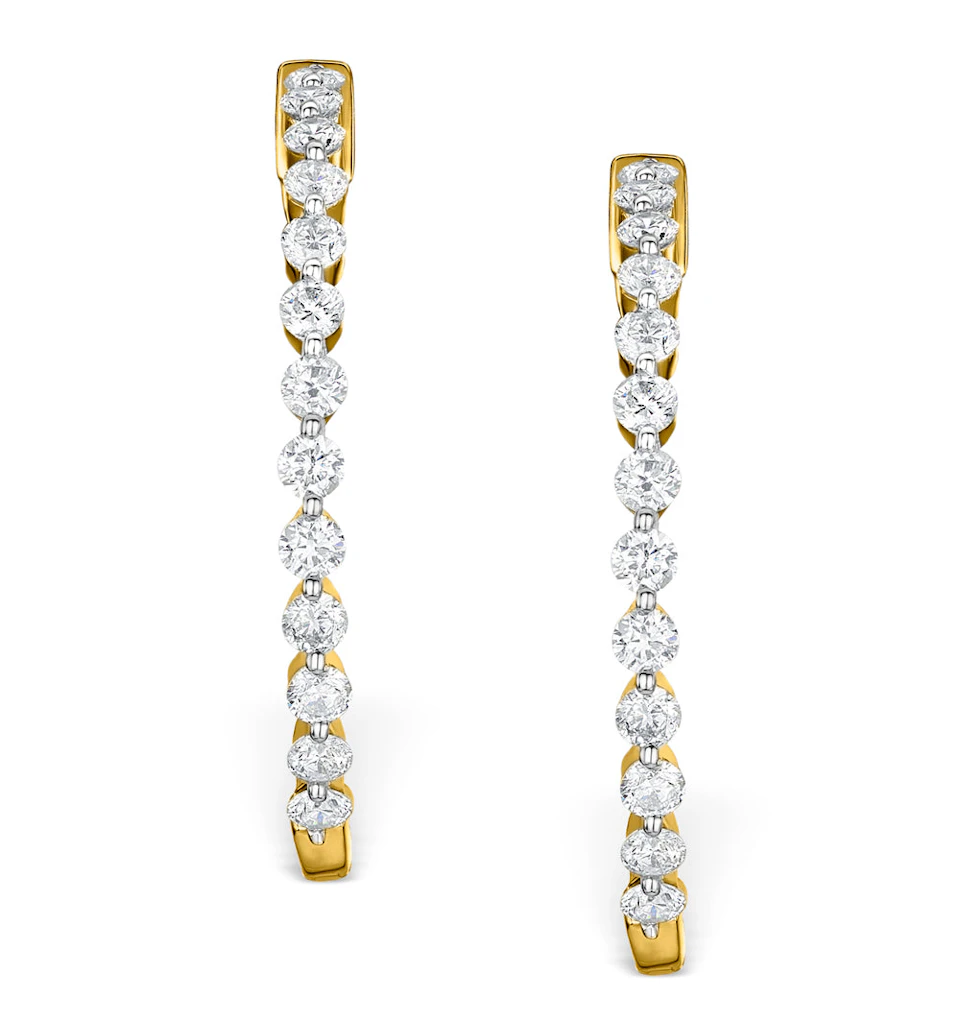 Diamond Hoop Emily Earrings 3.06ct H/Si in 18K Gold - P3489