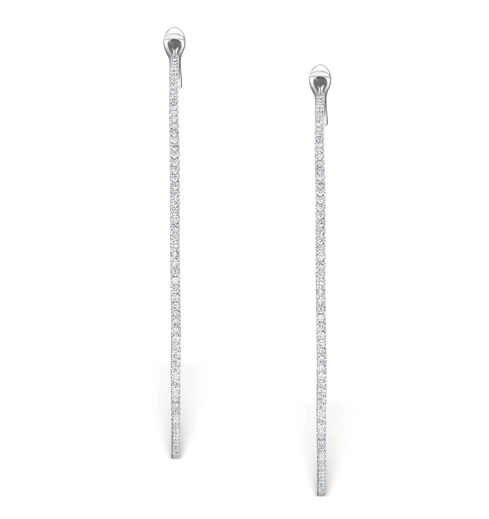 Diamond Hoop Earrings 1ct H/Si 18K White Gold - P3480Y