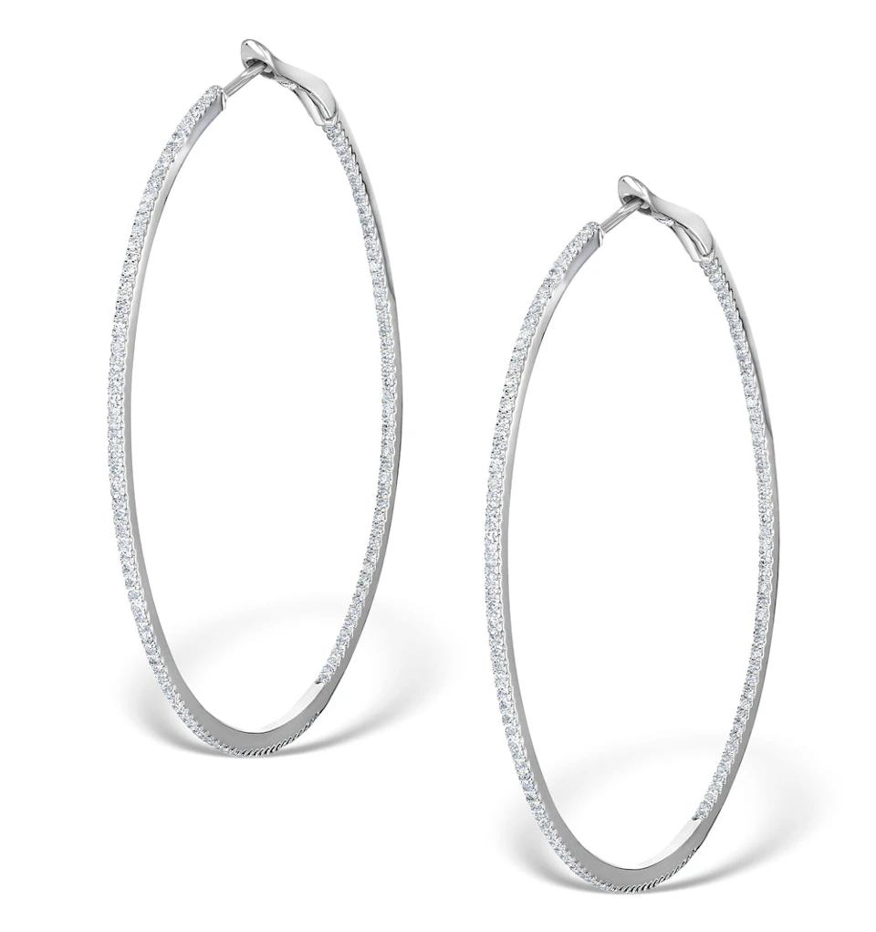 Diamond Hoop Earrings 1ct H/Si 18K White Gold - P3480Y