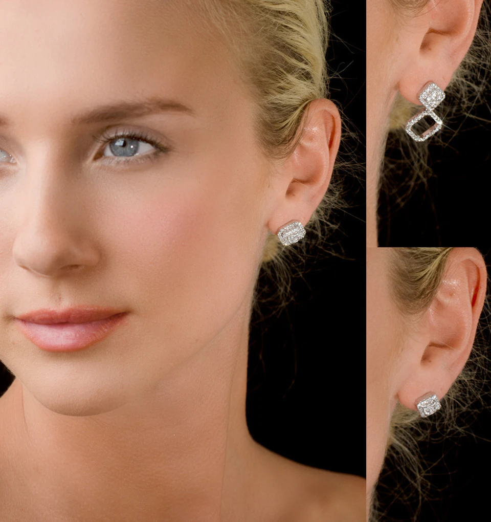 Athena Diamond Drop Earrings Multi Wear 1ct in 18K White Gold - P3496