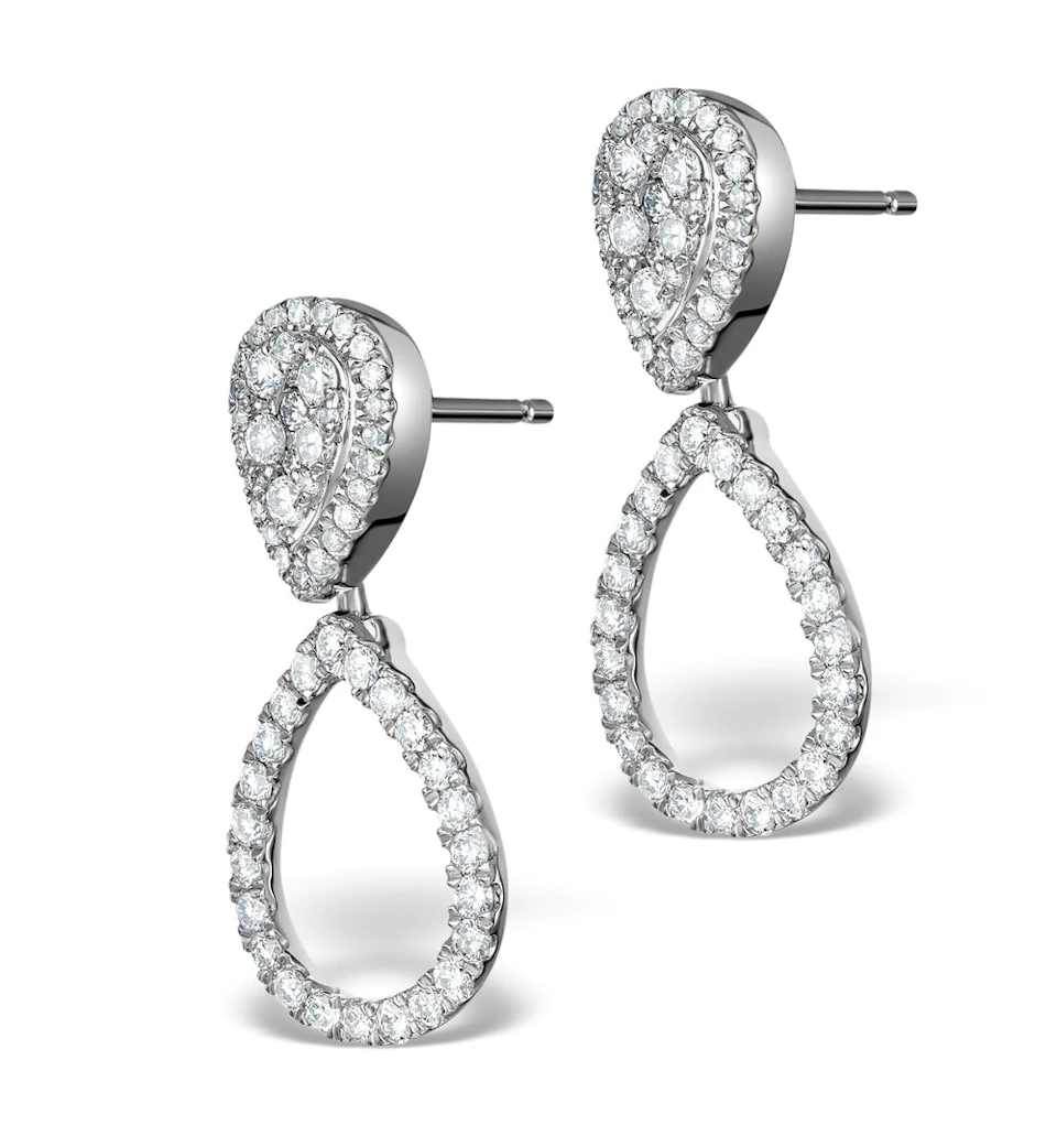 Athena Lab Diamond Drop Earrings Multi Wear 0.90ct 9K White Gold