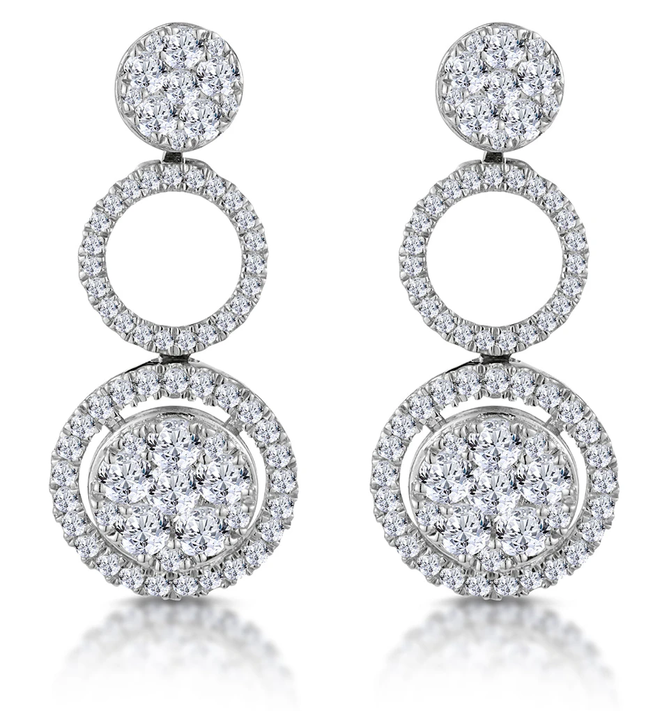 Athena Diamond Circle Multi Wear Earrings 1.3ct Set in 18K White Gold