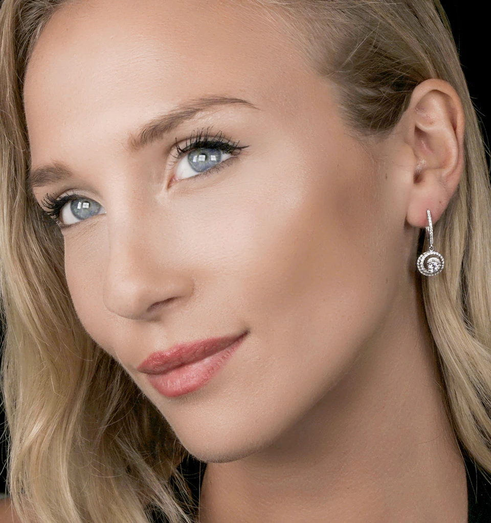 Diamond Swirl Drop Earrings 0.65ct Set in 18K White Gold
